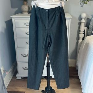 Morton Bernard Wool Trousers Black Textured Pants Elastic Back Lined Womens 6